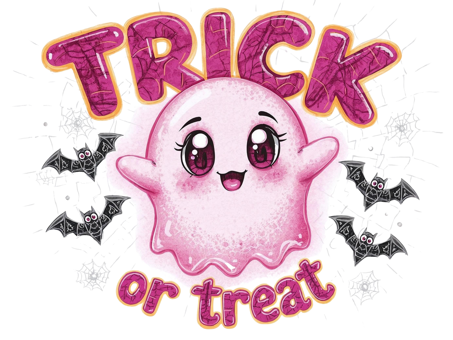 Trick or treat pink ghost